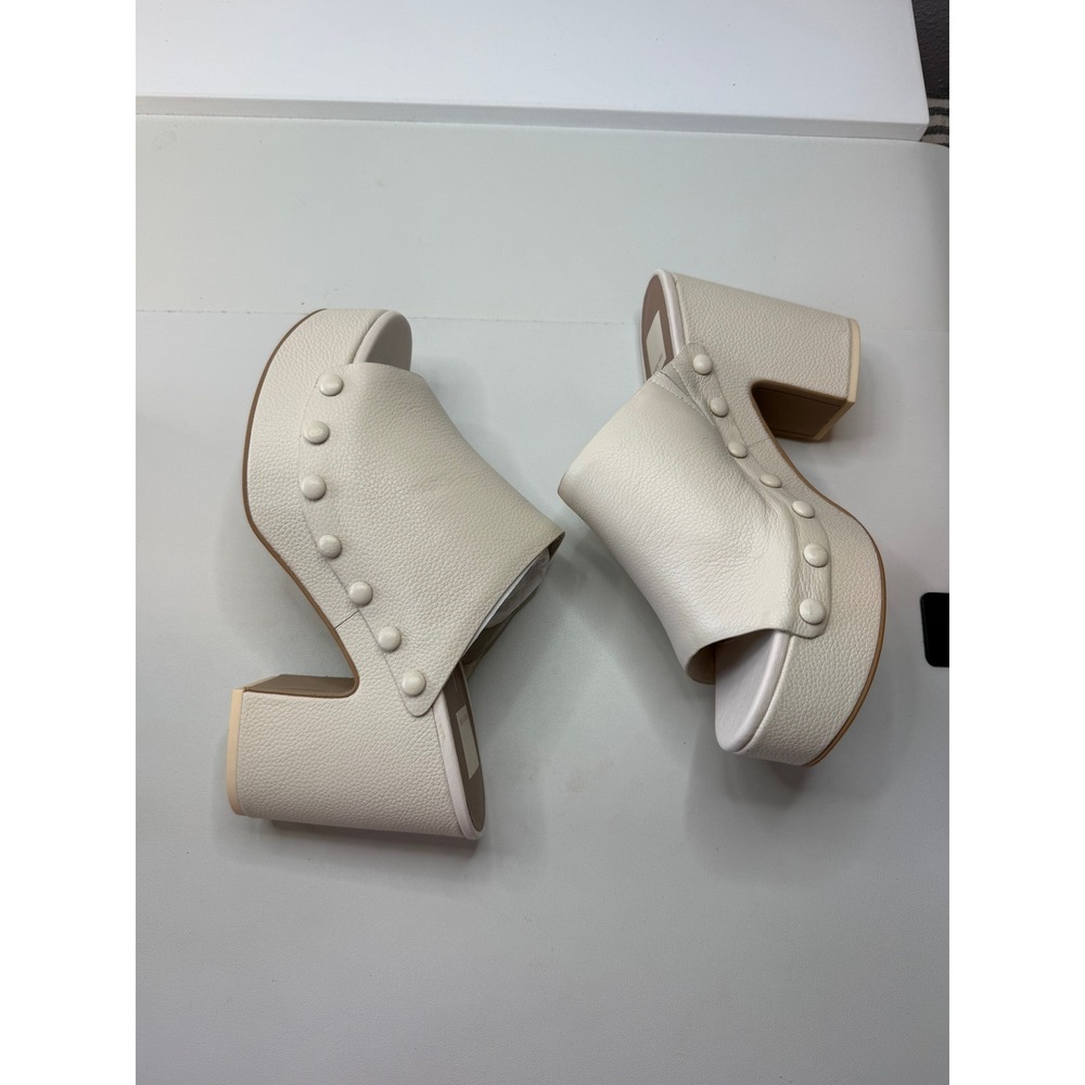 Dolce Vita Emol Ivory Leather Clog Mules Studded Block Heel Womens 10 NEW - Picture 4 of 9